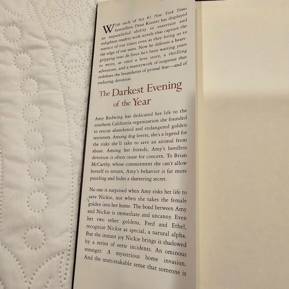 Dean Koontz "The Darkest Evening Of The Year" Hardcover 2007 Bantam Book - Picture 3 of 10